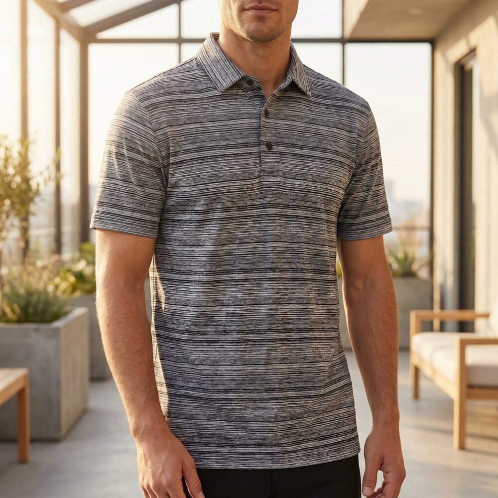 Rodd &‎ Gunn Sports Fit Mens L Striped Polo Shirt Cotton Linen Blend
